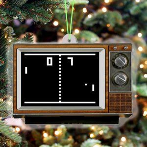 PONG Video Game TV Set Retro Christmas Tree Holiday Ornament NEW